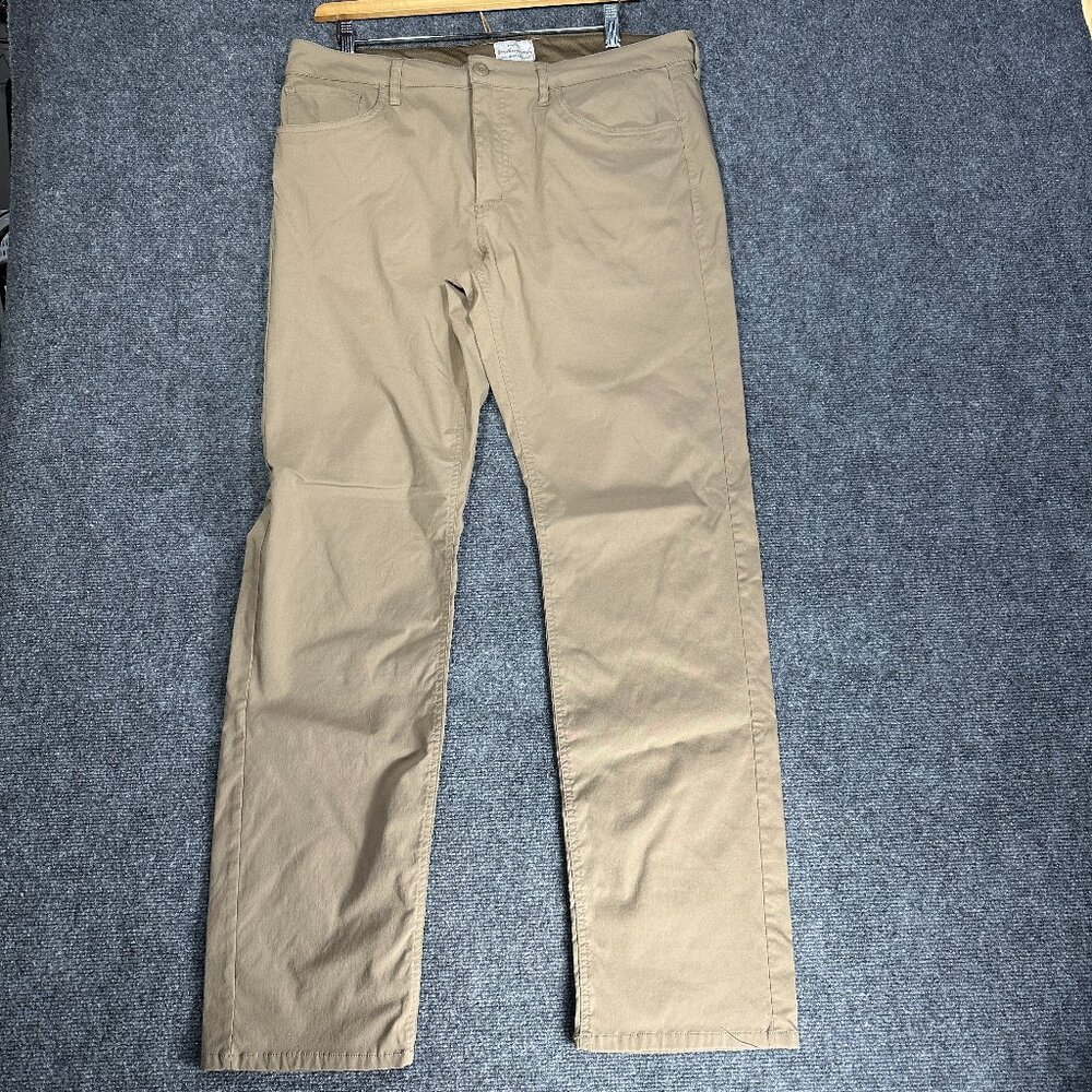 Weatherproof Vintage Pants Mens 38 Tan Nylon Stretch Pockets Zip Fly Hiking Golf